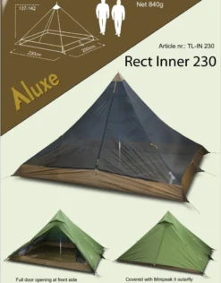 Luxe Outdoor Rect Inner 230 7 Luxe Outdoor Rect Inner 230 -Hilleberg || Big Agnes || Exped Soldes chambre luxe outdoor rect inner 230 mini peak 03 1