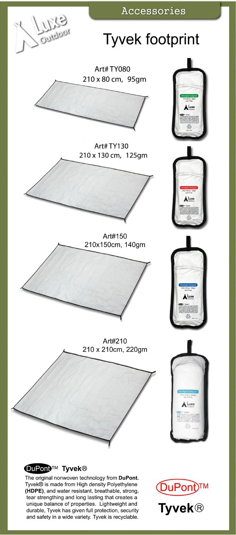 Luxe Outdoor Tyvek Ultralight Footprint 210 X 210 Cm 2 Luxe Outdoor Tyvek Ultralight Footprint 210 X 210 Cm – Image 2